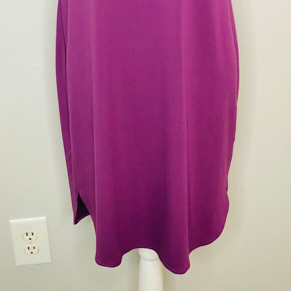 Eileen Fisher Purple Knit Dress Viscose Women XS Short Sleeve Curved Hem Casual - Picture 9 of 11